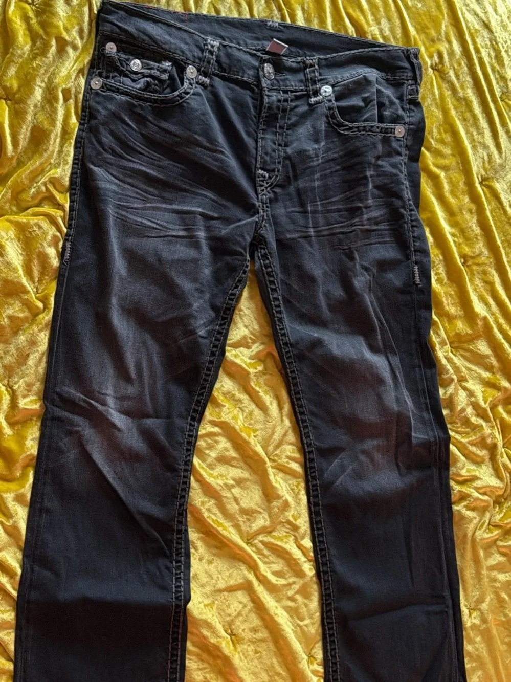 True Religion Men's Black Slim Straight Jeans